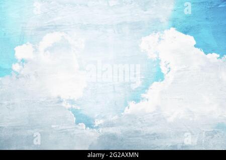 Blue sky and clouds - retro style picture Stock Photo