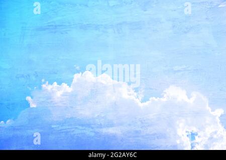 Blue sky and clouds - retro style picture Stock Photo