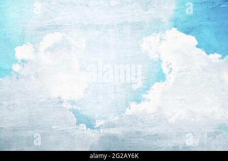 Blue sky and clouds - retro style picture Stock Photo