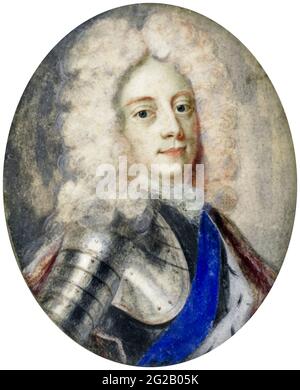 George III (1738-1820) King of the United Kingdom, portrait miniature by Benjamin Arlaud, 1706 Stock Photo