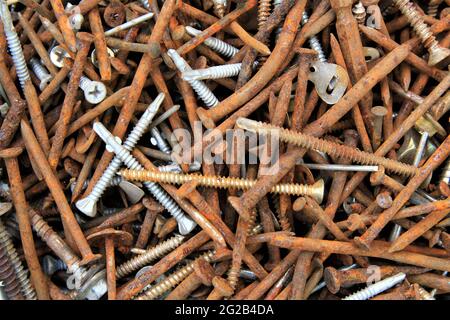 Rusty on nails texture background. stock photo Stock Photo
