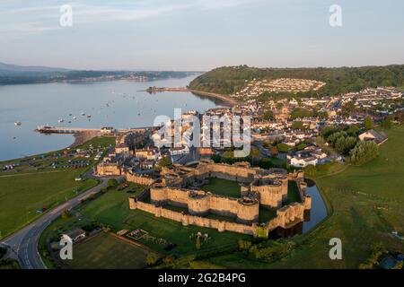 Aerial view of Beaumaris Castle UNESCO World Heritage Site Gwynedd ...