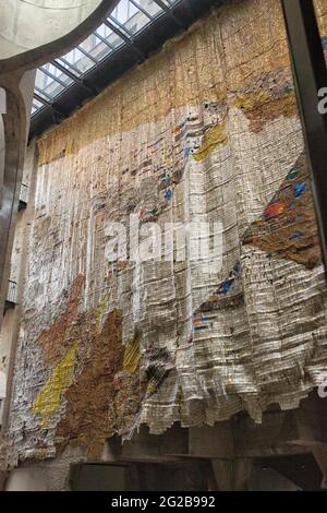 Searching for Connection, by Ghanaian artist El Anatsui, adorns the ...
