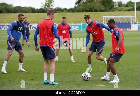 Left to right, England's Kyle Walker, Jordan Henderson, Kieran Trippier, John Stones and Raheem Sterling during the training session at St George's Park, Burton upon Trent. Picture date: Thursday June 10, 2021. Stock Photo