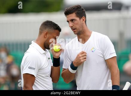 Ken Skupski (left) and Jay Clarke after their match on day three of the