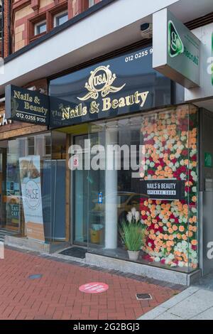 Bournemouth, Dorset UK. 13th July 2020. With further easing of Coronavirus  Covid-19 restrictions Beauty Salons (some treatments) Nail Bars are allowed  to reopen. Nails & You open for business at Bournemouth. Credit: