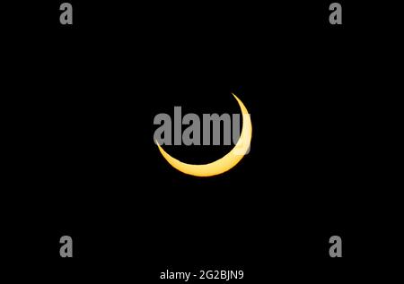 Annular Solar Eclipse June 10, 2021, Rural Kanata, Ontario, Canada Stock Photo