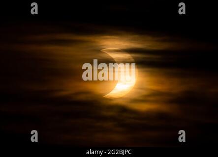 Annular Solar Eclipse June 10, 2021, Rural Kanata, Ontario, Canada Stock Photo