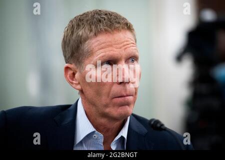 Washington, United States Of America. 09th June, 2021. Mark Few, Head Coach, Men's Basketball, Gonzaga University, appears before a Senate Committee on Commerce, Science, and Transportation hearing to examine NCAA athlete NIL rights, in the Russell Senate Office Building in Washington, DC, Wednesday, June 9, 2021.Credit: Rod Lamkey/CNP/Sipa USA Credit: Sipa USA/Alamy Live News Stock Photo