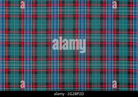 Checkered blue, green and red textile pattern Stock Photo