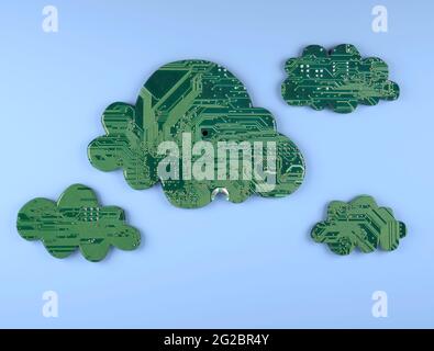 digital cloud computing concept, 3d illustration Stock Photo