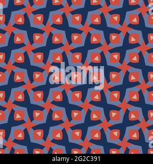 Seamless pattern with Geometric motifs in 4 colors Stock Photo