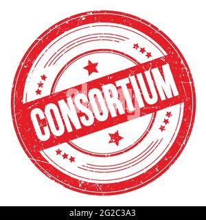 CONSORTIUM text on red round grungy texture stamp. Stock Photo