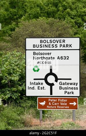 Road sign in Bolsover Derbyshire, England. Stock Photo