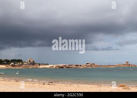 View from the beach on the island of Renote in Brittany Stock Photo