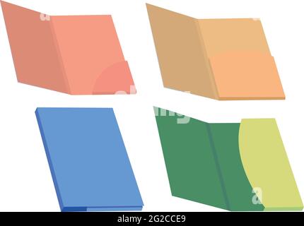 Set of four colorful blank file folder and presentation folders vector illustration isolated on white background. Stock Vector