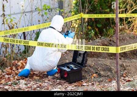 Crime Scene Investigation. Forensic Science Specialist Working On Human ...