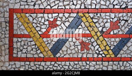 Decorative mosaic on church floor (detail), Sao Joao del Rei, Brazil Stock Photo