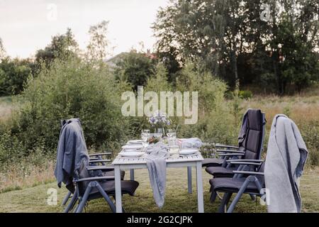 Table ready for garden party Stock Photo