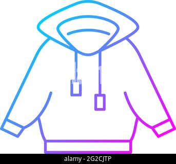 Home outfit with hoodie gradient linear vector icon. Hooded jacket. Sporty outfit. Unisex sportswear. Thin line color symbols. Modern style pictogram. Stock Vector