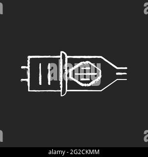 Tattoo cartridge chalk white icon on dark background Stock Vector