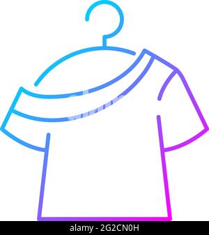 One shoulder t shirt gradient linear vector icon. Trendy comfy outfit for women. Female garment for lounging. Thin line color symbols. Modern style pi Stock Vector