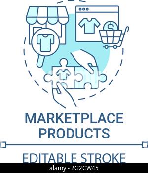 Marketplace products concept icon Stock Vector