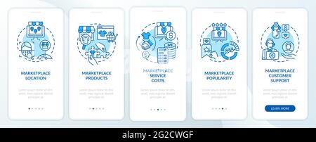 Market place choice parameters onboarding mobile app page screen Stock Vector