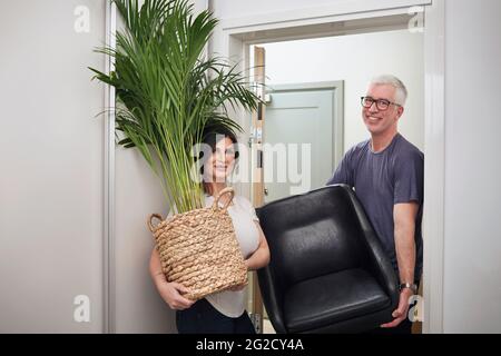Mature couple moving house Stock Photo
