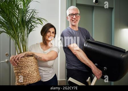 Mature couple moving house Stock Photo