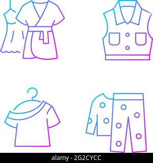 Clothes for sleeping gradient linear vector icons set Stock Vector