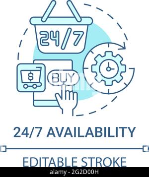 24 7 availability concept icon Stock Vector
