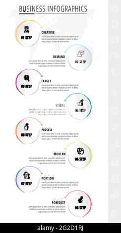Infographic circles with arrows. Vector business concept of 8 steps by step, options, squares. Template with eight ways for diagram, web, banner Stock Vector