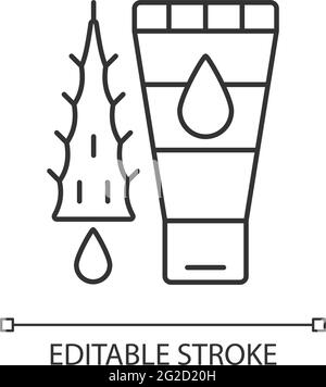 Using moisturizing lotion linear icon Stock Vector