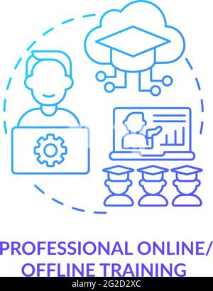 Online, offline training concept icon Stock Vector