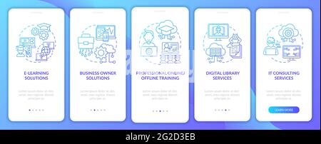Social unit progress projects onboarding mobile app page screen with concepts Stock Vector
