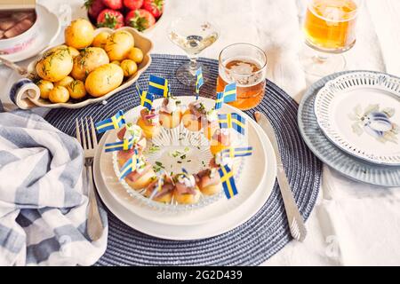 Food for traditional midsummer feast Stock Photo