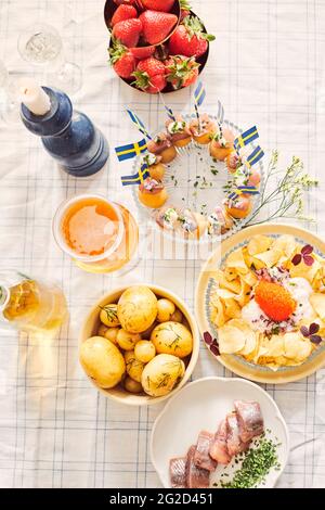 Food for traditional midsummer feast Stock Photo