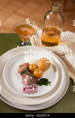 Food for traditional midsummer feast Stock Photo