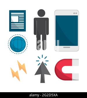 inbound marketing collection icons Stock Vector