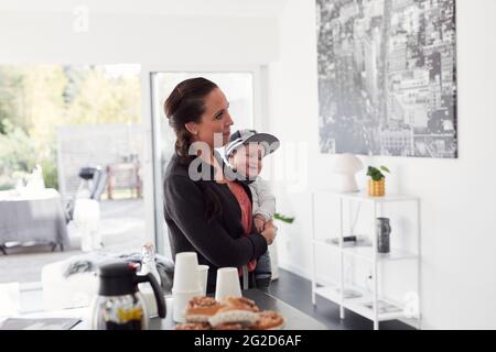 Smiling woman with baby boy Stock Photo