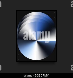 Gradient Circles. Discs on Black Background. Minimalistic Poster in Swiss Style. Vector illustration Stock Vector