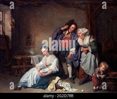 Broken Eggs by Jean-Baptiste Greuze (1725-1805), oil on canvas, 1756 Stock Photo