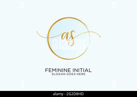 AS handwriting logo with circle template vector signature, wedding, fashion, floral and botanical with creative template. Stock Vector