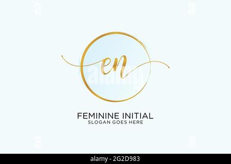EN handwriting logo with circle template vector logo of initial wedding ...