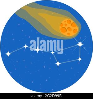 Ursa constellation and falling meteorite vector on white Stock Vector