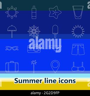 Summer line icons set background for graphic and web design, Modern simple vector sign, Internet concept, Trendy symbol for website design web button Stock Vector