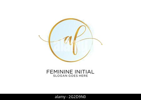 AF handwriting logo with circle template vector logo of initial wedding ...