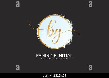 BG handwriting logo with circle template vector logo of initial wedding ...