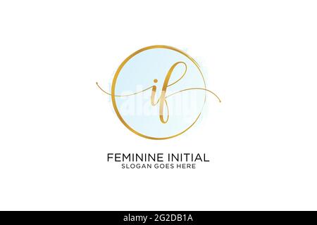 IF handwriting logo with circle template vector signature, wedding, fashion, floral and botanical with creative template. Stock Vector